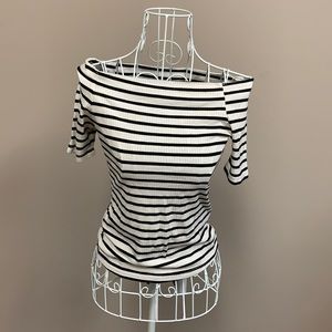 Off the shoulder, scooper neck tshirt